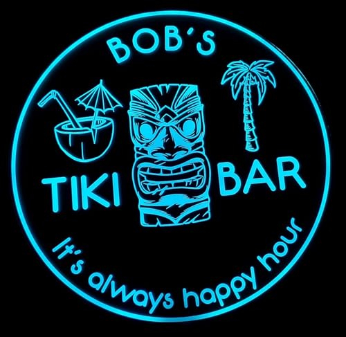 Benutzerdefiniertes Acryl Tiki Bar Schild, LED Wandschild, Neonartig – Farbwechsel Mit Schalter – 4 Größen. Personalisieren Sie Ihr Acryl Tiki Bar Neonschild Mit Ihrem Namen