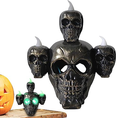 mingchengheng 2 Horror-Skelett-Lampe, Totenkopf-LED-Licht | Batteriebetriebene Horror-Schädellampe,Totenkopf-Dekoration für Spukhaus-Requisiten, Schreibtisch-Ornamente, dekorative tragbare