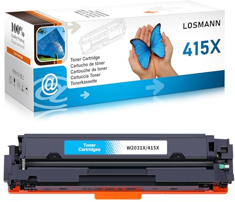 LOSMANN 415X Toner Kompatible für HP 415X 415A W2031X W2031A Tonerkartusche Ersatz für HP Color Laserjet Pro MFP M479fdw M479fnw M479fdn M479dw M454dn M454dw M479 M454 M480f (Cyan)