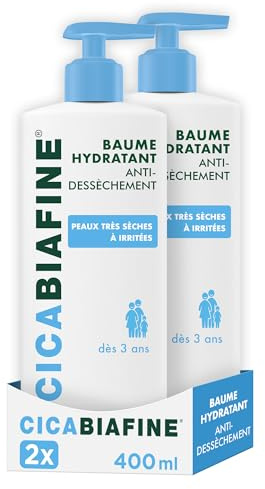 Cicabiafine - Baume Hydratant Anti-Dessèchement (lot de 2 flacons pompe de 400 ml) – Baume réparateur pour peaux très sèches à irritées – Baume apaisant sans effet gras