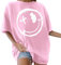 Yuson Girl T-Shirt Femme Oversize à Col Rond Tee Shirt à Manches Courtes D'été Décontracté Tshirt Hauts Grande Taille Coton Tee Shirt Imprimé(Rose, XXL)