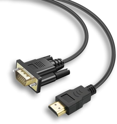 ZUOQIANG 1.8 M Cable HDMI a VGA, Cable Adaptador de HDMI a VGA (Macho a Macho), Soporte 1080P/60Hz para Monitor, Compatible con Computadora HDMI, Monitores VGA, PS3, Roku y Chromecast