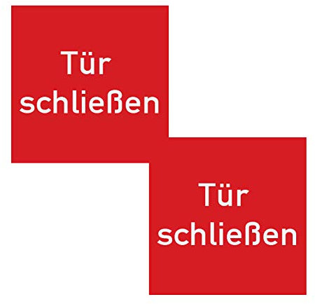 2x Aufkleber „Tür schließen“ für Taster Schalter Brandschutztür Feststellanlage Rot | 70 x 70 mm Made in Germany