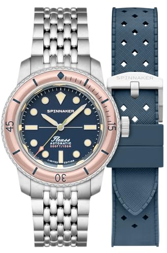 Spinnaker Fleuss 40 Herren Automatikuhr 40mm Limited Edition mit massivem Edelstahlarmband SP-5133, Dunkelblau, Armband