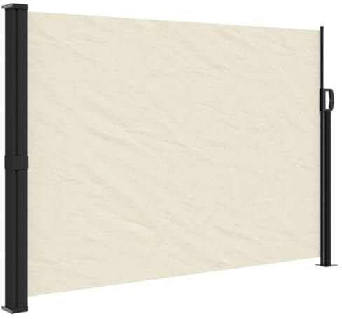 Willood Seitenmarkise Wandmarkise Ausziehbar mit PU-Beschichtung, Windschutz für Balkon Terrasse Garten, Sichtschutz Markise Creme 120x300cm Einseitig einziehbar