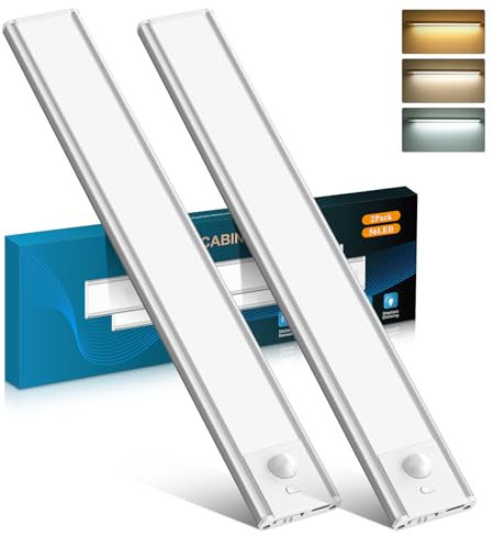 COTLEDL Unterbauleuchte Küche LED Schrankbeleuchtung mit Bewegungssensor 30CM, 2 Stück Typ-C 2200mAh Wiederaufladbar, 3 Farbtemperaturen 10%-100% Dimmbar Schranklicht für Schlafzimmer, Flur