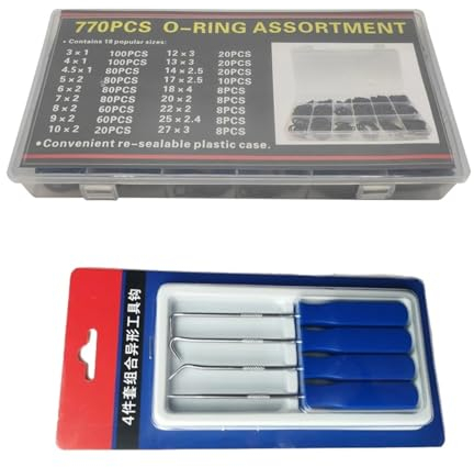 225-1225pcs O-sealing Rings Rubber Washers Set Black Boxed Nitrile High-pressure O-ring Gasket For Faucet Plumbing Repair(770pcs with Tools)