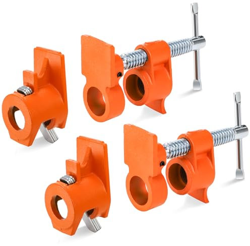 Kingrol 1/2 Inch Wood Gluing Pipe Clamps, Set of 2 Heavy Duty Bar Clamps for Woodworking, Quick Release for Carpentry, Home Improvement, DIY Projects