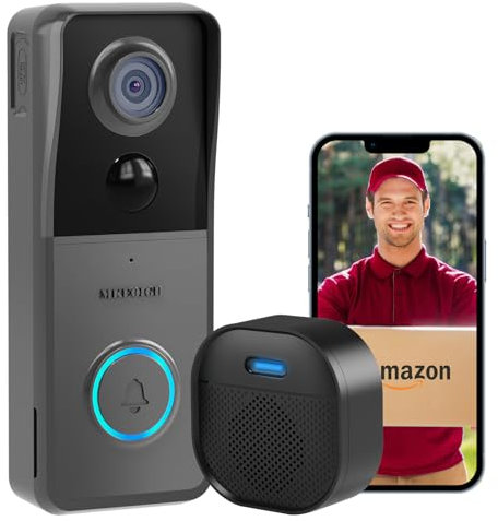 MKEOLGE 2K HD Doorbell Camera Wireless with Included Ring Chime, Smart Video Doorbell for Home Security, AI Human Detection, Two Way Audio, Cloud Storage, Night Vision, 2.4G WiFi