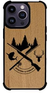 Enowood Coque en Bois Compatible Iphone Angles renforcés Artisanal - Chasse et pêche - Iphone 12/12 Pro - Hêtre