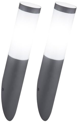 2er Set Außen Wand Leuchte Fassaden EDELSTAHL Fackel Garten Lampe anthrazit im Set inkl. LED Leuchtmittel