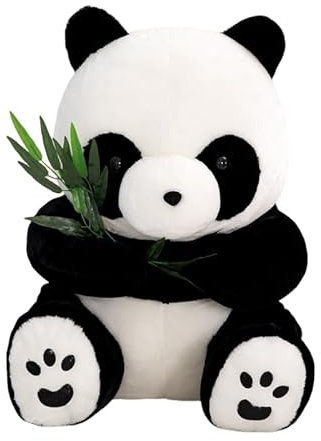 OFKAFEZV Panda Peluche, Panda Poupée en Peluche Mignonnes,Peluche Réaliste,30cm Peluche Bébé Panda Peluche Panda avec Bambou Panda Peluche Cadeau Filles Enfants Cadeaux d'anniversaire