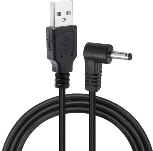 Bitvae Seago Small Fan Cleanser - 1M Black DC 5V Power Cable, Right Angled 90 Degree, 3.5x1.35mm USB Charger Wire Replacement, Round Hole USB Charging Cord for Electric Toothbrush