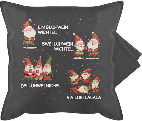 Shirtracer Kissenbezug - Weihnachtskissen Christmas Geschenke - EIN Glühwein Swei Glühwein | Wichtel | EIN Glühwein Zwei Glühwein | Weihnachten | Wichtelgeschenk lustig | Elfe I Weihnachtsmarkt |