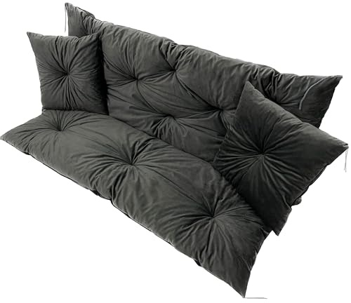 EDANTI Coussins d'assise pour balancelle hollywoodienne - Imperméables - Avec 2 coussins plus petits (150 x 60 x 50 cm)