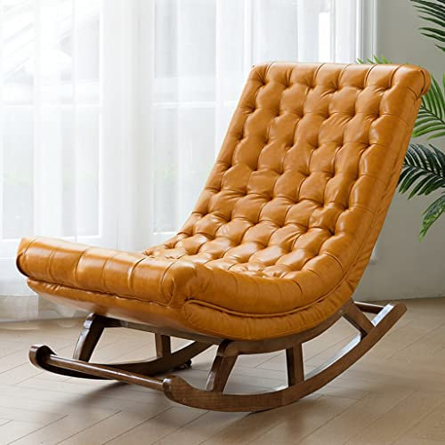 Moderner Schaukelstuhl aus Leder und Stoff für Wohnzimmer, Kinderzimmer, Schlafzimmer und Büro