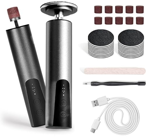 Jianyana 2 in 1 Electric Foot File, Professional Electric Foot Files Hard Skin Remover for Dry Dead Hard Skin Feet Callus Remover for Feet Care Exfoliator | 6 Speed Adjustable (Black)