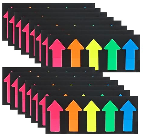LCUHAVA 1500 PCS Seite Marker Big Arrows Farbige Haftnotizen 5 Farben Pfeil Index Marker Wiederverwendbar Post it Klein 2.5 X 4.5cm Klebezettel Geeignet für Büro, Schule, Zuhause, Memo