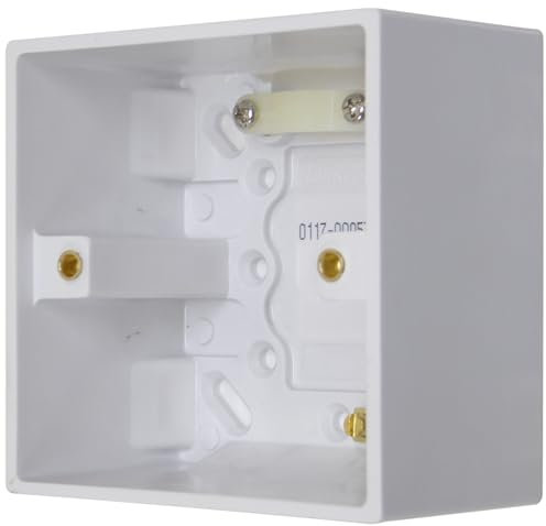 47mm Back Box 1 Gang Deep Surface Pattress Backbox with Earth Terminal and Cord Grip for Shaver Socket, Shower Pull Switch, Cooker Switch (1)