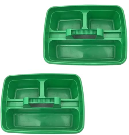 SuperPetStoreUK247 Caddy Tray – 12 x 15 3 Compartment Polypropylene Carrying Container with Handle – Cleaning Tool Storage Caddy – Colour Coded – For Home Garden Equestrian Green Pack of 2