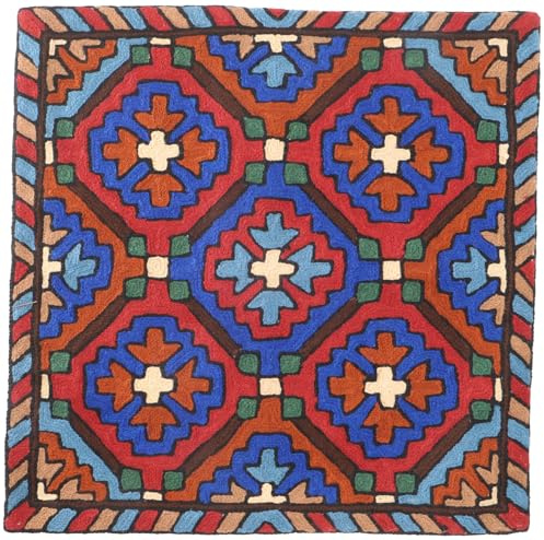 Kelim Kissenhülle `Kaschmir`, bestickter Kissenbezug, Dekokissen, Muster 37 | Traditionelles Design, erdige Farben, 50% Wolle, 50% Baumwolle, Handwäsche empfohlen, einzigartig in jedem Stück.