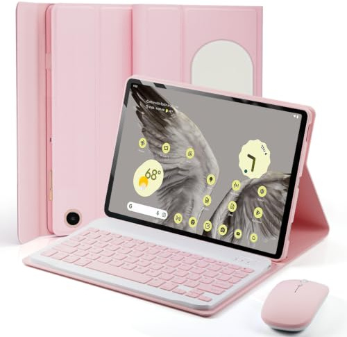 TUNKARMOR Keyboard Case for Google Pixel Tablet 11 inch 2023, Mouse and | Mouse and Detachable Keyboard, PU Leather Cover Case Auto Sleep/Wake