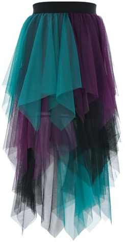 Sintege Gonna in Tulle da Donna Costume da Strega Halloween tutù da Balletto Gonna Lunga a Pieghe Carnevale