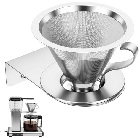 ZenTiky Stainless Steel Coffee Funnel Holder Set for Technivorm Moccamaster KBGV 53900 Series, Replace Plastic #4 Filter Cone, 2-in-1 Reusable Dripper for Mug & Carafe, Dishwasher Safe, Eco-Friendly