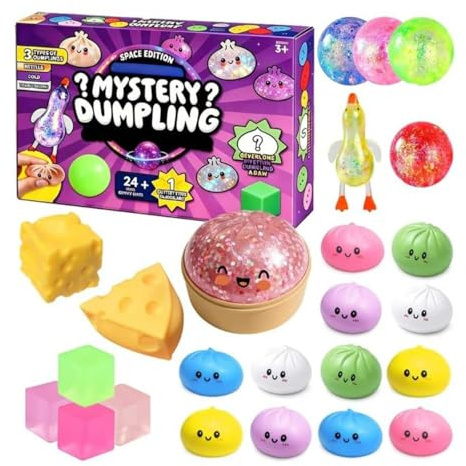 24-Tage Knödel Squishys Adventskalender, Zufällige Bao-Bun Quetschspielzeuge, Langsamrückprallendes Sensorik Fidget Spielzeug, Stress Geschenk Erwachsene, Party Alltagsentspannung