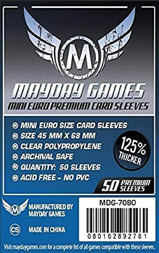 Mayday Games Premium Mini Euro Card Sleeve (50) 45 x 68mm (Blau) - 7080