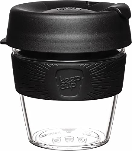 KeepCup Taza de café reutilizable de plástico ligero original con tapa a prueba de salpicaduras, 227 ml, color negro