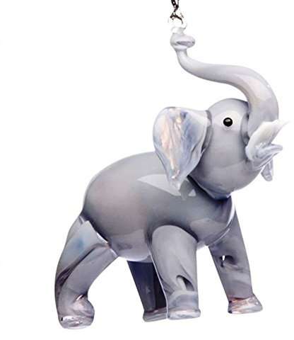 Handgefertigtes Glas Weihnachtsbaum Ornament oder Figur, grau Elefant
