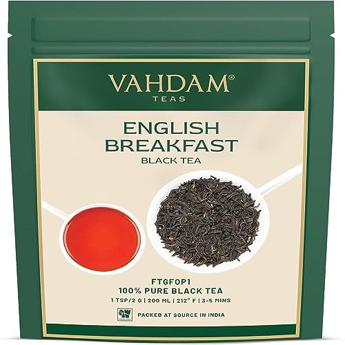 VAHDAM, English Breakfast Schwarz Tee (340g) Loser Blätter Schwarzer tee | Stark, Malzig & Reichhaltig | 100% Natürliche Inhaltsstoffe - Direkt Von Der Quelle In Indien | Aufbrühen Heißen/Eistee