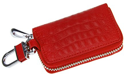 FakeFace Kroko Optik Autoschlüssel Etui Schlüsseltasche Schlüsselbörse Schlüsseletui Schlüsselanhänger Schlüsselmäppchen Tasche (Rot)
