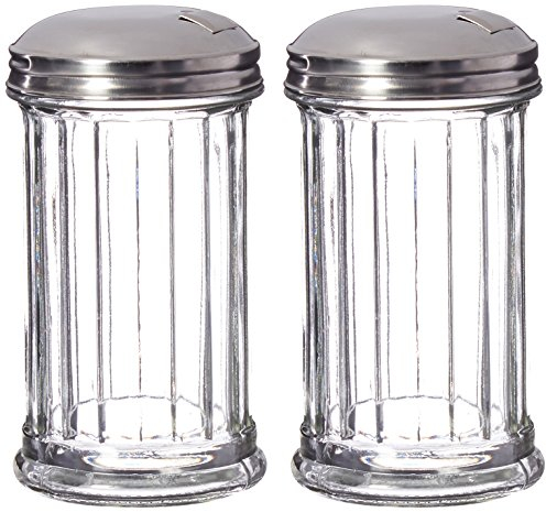 Update International Zuckerspender/Ausgießer/Streuer, Retro-Stil, Glas, Edelstahldeckel, 340 ml, 2 Stück