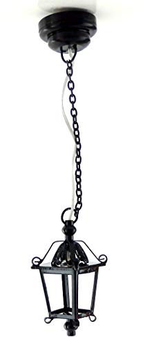 Melody Jane Puppenhaus Schwarz Hängende Viktorianisch Laterne Miniatur LED Batteriebetriebenes Licht