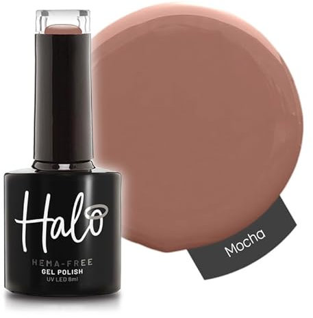 Halo Gel Polish 8ml - Mocha. UV/LED Gel Nail Polish, Long Lasting & Easy To Apply. Nail Art Colours For Manicure & Pedicure. Gel Polish For Professional & Home Use.