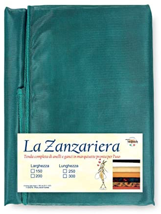 Tex family Tenda Rete ZANZARIERA Marquisette da Esterno piombata in 8 Misure Diverse Unito Verde - Cm. 200 x 250