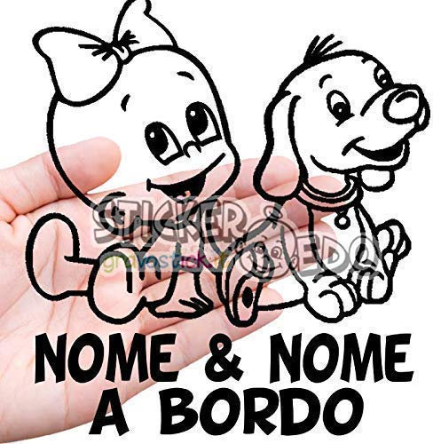 Bimbo a bordo adesivo auto. adesivo bimbo e cane a bordo con nome adesivo bebè per auto