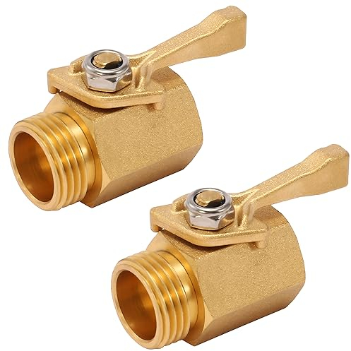M MINGLE Regulierventil für Gartenschlauch, robust, Messing, 7,62 cm, 2er-Pack mit 2 Gartenschlauch-Unterlegscheiben