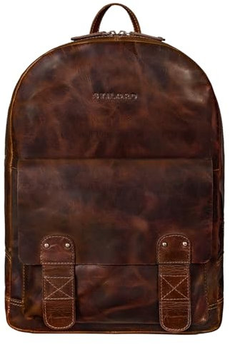 STILORD 'Nalos' Vintage Sac à Dos Cuir pour Femmes Hommes XL Sac tyrolien pour Ordinateur Portable 13,3 Pouces A4 Sac pour école université Voyage et Temps Libre, Couleur:Milano - Marron