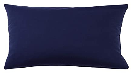 Hans-Textil-Shop Kissenbezug 30x60 cm Uni Dunkelblau Baumwolle Dekokissen Kissenhülle Couchkissen Sofakissen Deko Reißverschluss