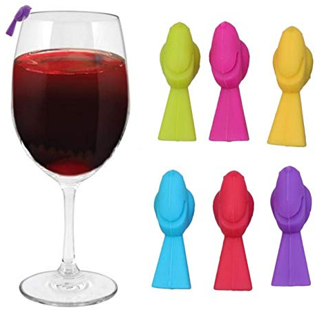 Zonfer 6pcs Weinglas Marker, Silikon-Vogel-Wein-getränk-markierer Für Die Partei (mischfarbe)