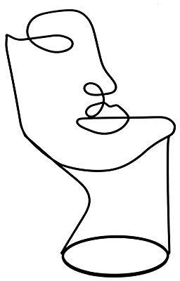 COZYMONDO Moderne Deko-Figur: Single-Line-Face-Art | Schwarze Deko Statue im minimalistischen Design als abstrakte Deko für Jede Wohnung | 2 Varianten - Full Face & Half Face (Half Face)