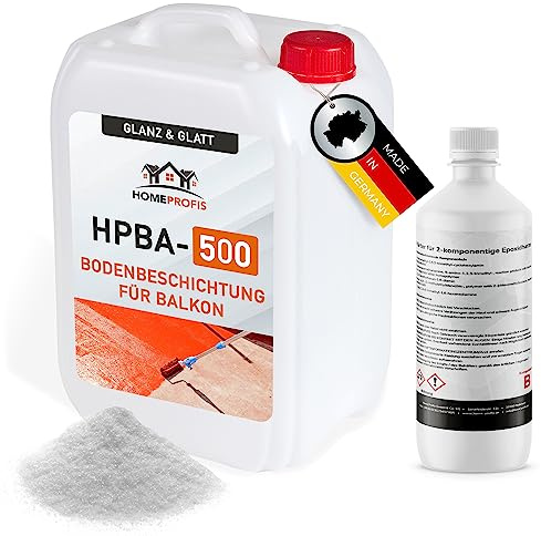 Home Profis® glänzender Balkonboden inkl. Glasperlen (25m²) | 30 Farben | Beton, Estrich & Fliesen | Flüssigkunststoff Außen | 2K Epoxidharz Bodenbeschichtung | RAL 7032 Kieselgrau | HPBA-500