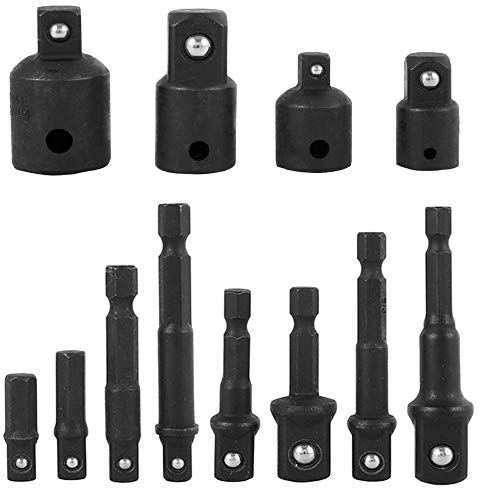 Bestgle juego de Adaptador de Enchufe de Adaptador de impacto Extensión de Destornillador, Socket Adaptador 4 piezas 1/4 a 3/8-3/8 a 1/4 pulgada(negro)