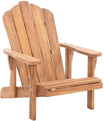 CLP Stuhl Brownsville | Hochlehner aus Teakholz für Garten & Terrasse | Ergonomischer Sessel, verstellbar & witterungsbeständig, Farbe:Teak