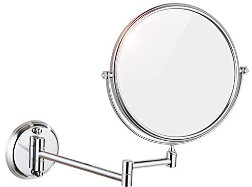 SWOZ L'ingrandimento È 3 Volte 6 Pollici A Muro Specchio per Trucco, Disegno Filo di Nichel, Adatto per Bagni E Hotel,Nickel,6in 3X