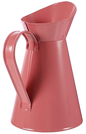 Yardwe Rustic Metal Pitcher Vase Watering Milk Jug Can Pink Iron French Pitcher Flower Pot Galvanized Tin Floral Arrangement Container for Artificial Dried Flower Vase