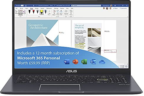 ASUS Vivobook E510MA 15.6-inch Laptop (Intel Celeron N4020, 4GB RAM, 128GB eMMC, Windows 10) Includes 1 Year Microsoft Office 365 Subscription
